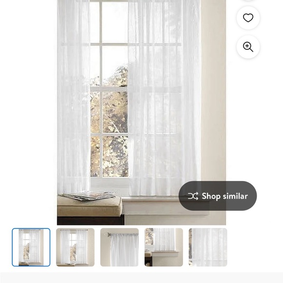 Window curtains.Crushed Voile Single Curtain Panel, Sheer, White, 51" W x 63" L - Picture 1 of 2